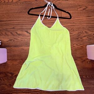 BDG Terrycloth Lime Green Halter Mini Dress